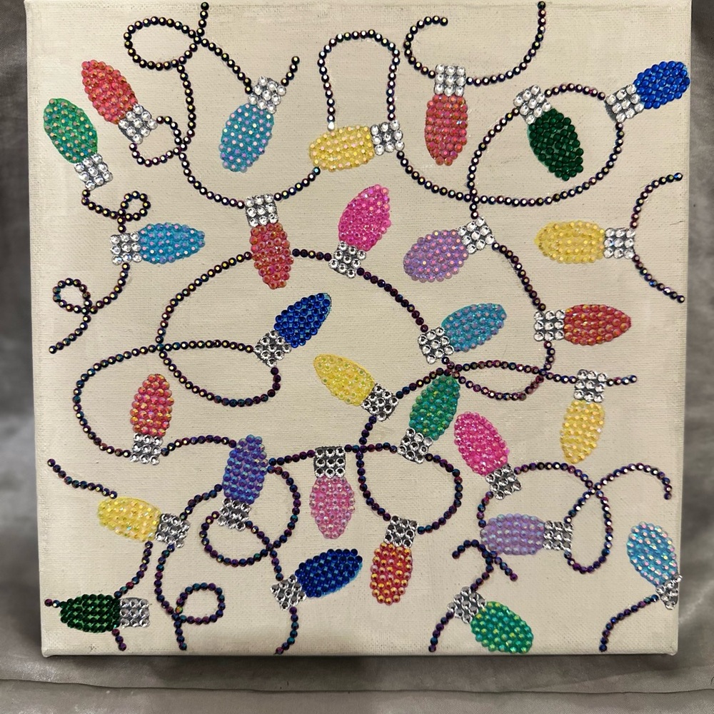 Colorful Rhinestone String Lights Canvas Art